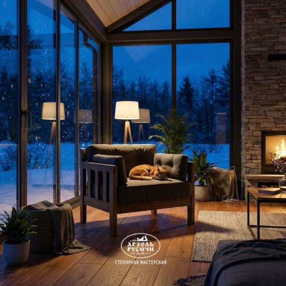 Кресло из массива дерева с мягкими подушками «Русский лофт» 