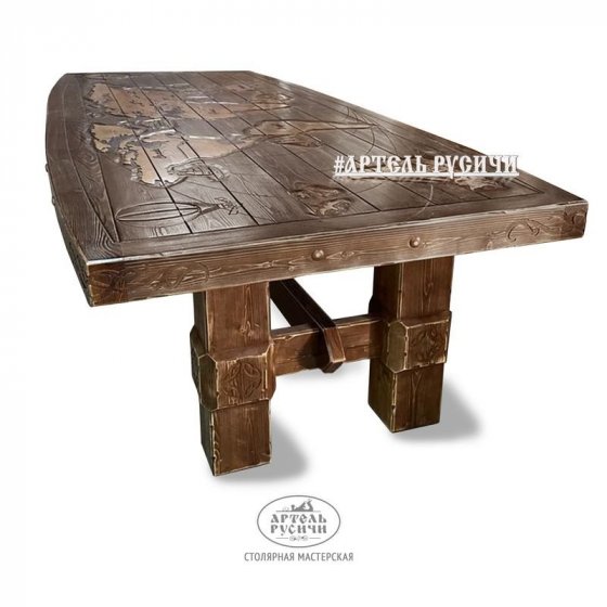 Стол викингов с картой мира на столешнице | Коллекция «Драккар»