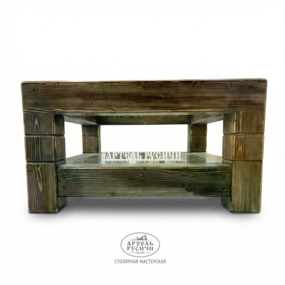 Журнальный столик в стиле лофт из массива северной сосны «Суздальский» 