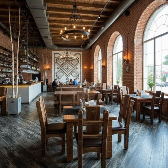 Мебель под старину для беседки на 12 персон | стол 3 м и кресла с подлокотниками «Суздальский»