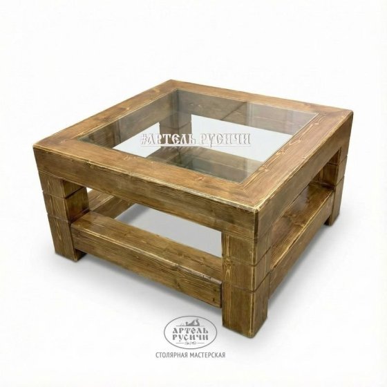 Журнальный столик в стиле лофт из массива северной сосны «Суздальский» 