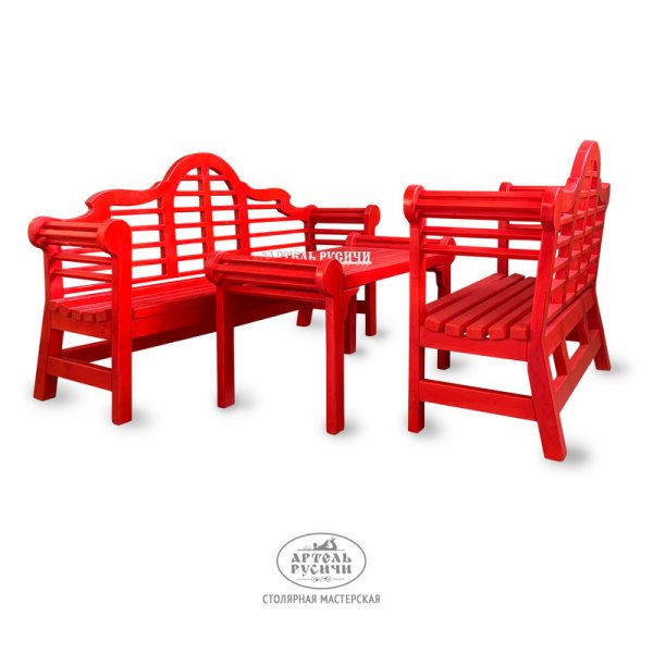 Характеристики Садовая мебель – комплект в английском стиле | стол и 2 скамьи