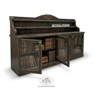 Комод для книг из массива со стеклянными дверцами