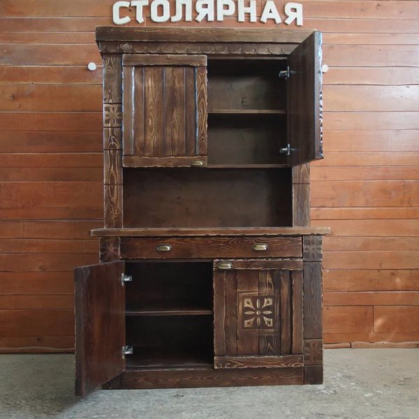 Деревянный буфет под старину в русском стиле «Суздальский»