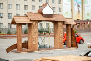 Установка декоративной входной группы «Резные ворота Ставропольский край»