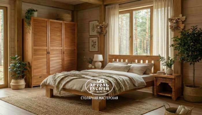 Мебель из массива дерева в интерьере спальни