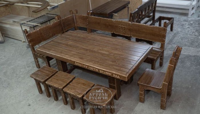 Состаренная мебель и аксессуары из массива дерева премиум-класса для бани или сауны в комнату отдыха
