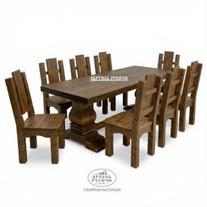 Обеденная группа из массива сосны для зоны барбекю, бани, кухни-столовой