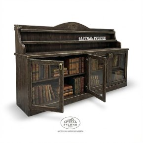 Комод для книг из массива со стеклянными дверцами
