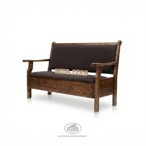Диван-скамья из массива сосны с мягкой обивкой и местом для хранения