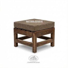 Пуф из массива дерева с мягкой подушкой «Русский лофт»