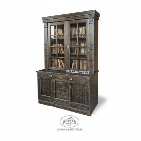 Деревянный буфет для посуды и книг со стеклом 