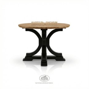 Круглый обеденный стол «Купеческий» с дубовой столешницей и подстольем из массива сосны