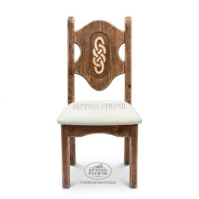 Стул «Смоленский» из массива дерева с резьбой и мягкой обивкой