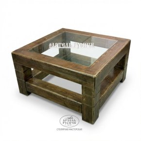 Журнальный столик в стиле лофт из массива северной сосны «Суздальский» 