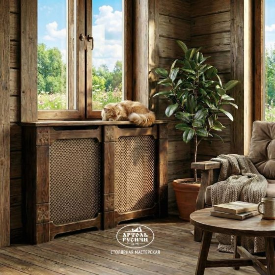Деревянный экран на батарею под старину «Суздальский» 