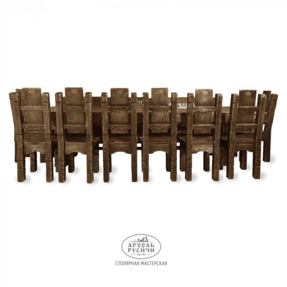 Комплект мебели под старину из массива «Суздальский»|13 – 14 персон