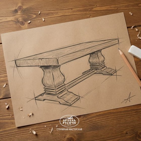 Большой массивный деревянный обеденный стол «Георгиевский»