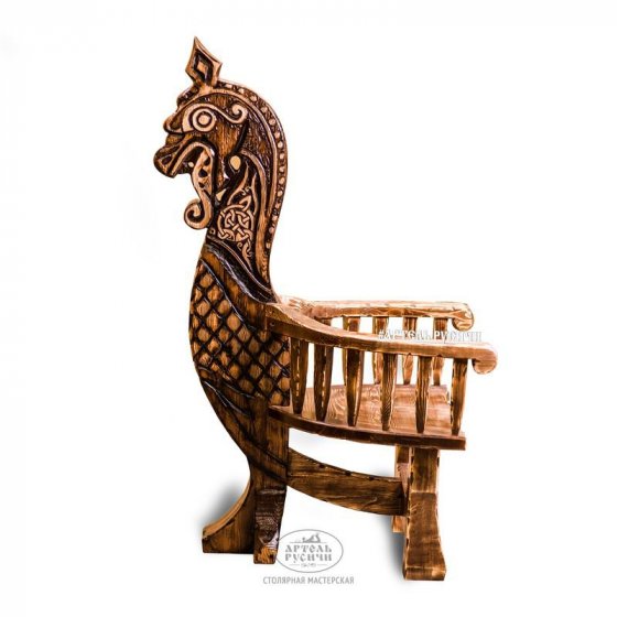 Трон-кресло «Драккар» — носовая часть корабля викингов — голова дракона