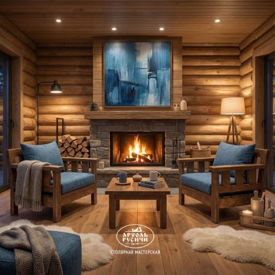 Кресло из массива сосны с мягкими подушками «Ладожское»