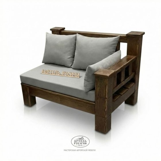 Угловой элемент дивана из массива сосны с подушками правый/левый 