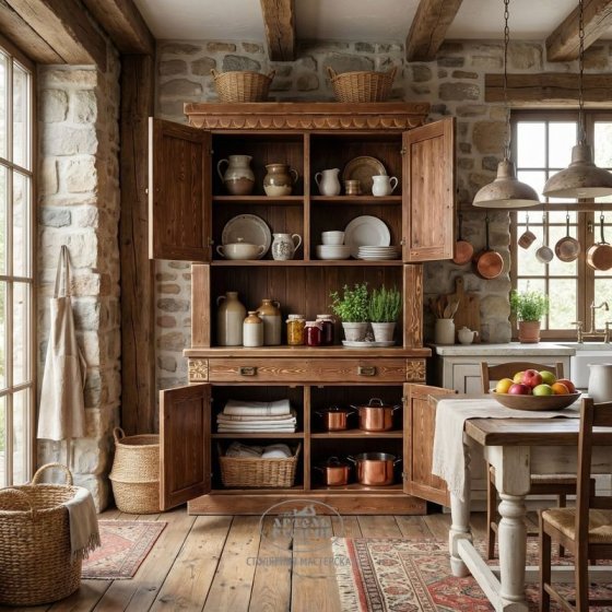 Деревянный буфет под старину в русском стиле «Суздальский»