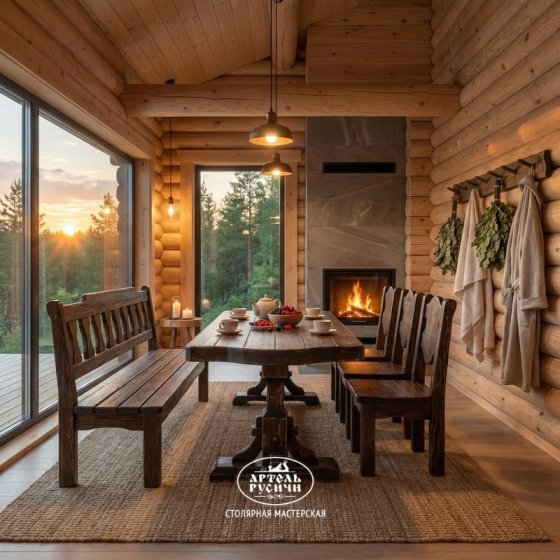 Мебель под старину русский лофт на 7-12 персон «Смоленская»