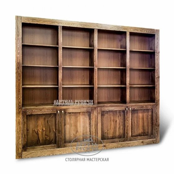 Книжный шкаф под старину из массива дерева | «Смоленский»