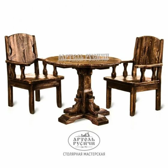 Комплект мебели под старину на 2 персоны «Псковский» | стол, 2 кресла