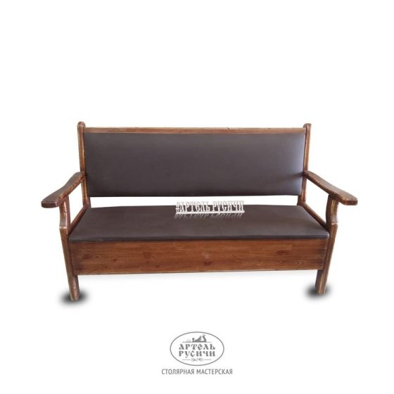 Диван-скамья из массива сосны с мягкой обивкой и местом для хранения «Прованс»