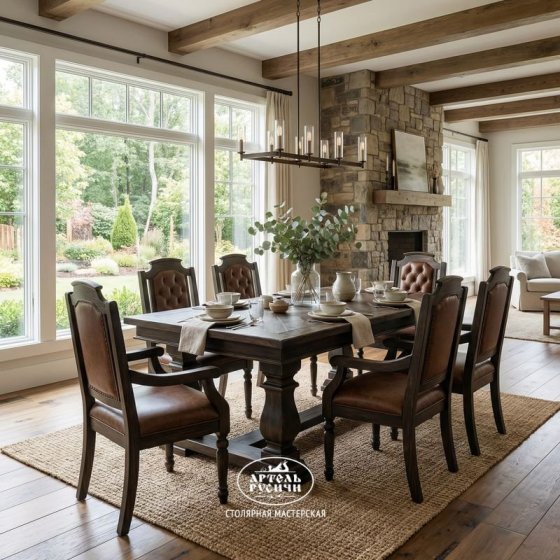 Обеденный стол из массива северной сосны «Купеческий»