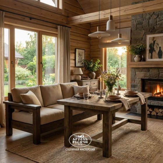 Обеденный стол из массива северной сосны «Кантри»