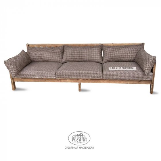 Скамья-диван в стиле «Русский Лофт» с подушками 