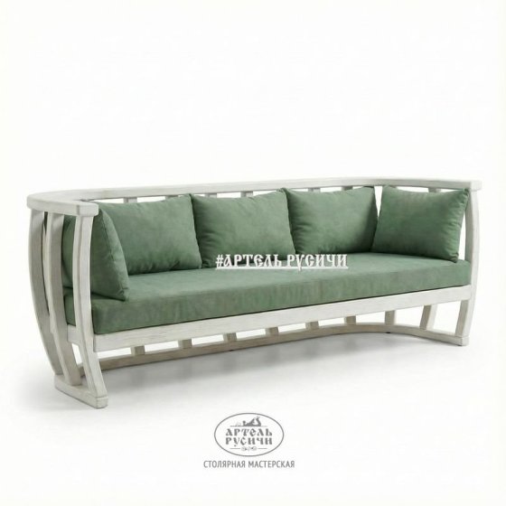 Диван из массива дерева с мягкими подушками «Бали-стайл»