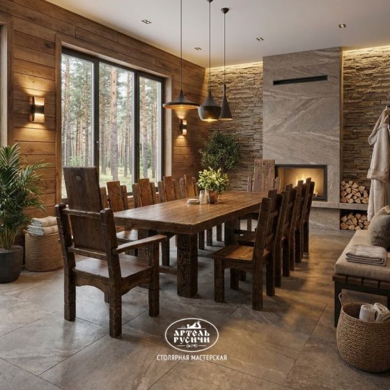 Комплект под старину «Суздальский» с индивидуальной резьбой на 10+ персон