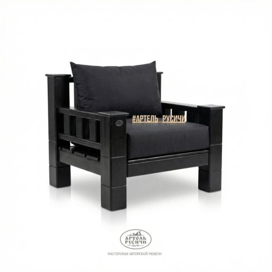 Кресло «Суздальское» в стиле лофт из массива северной сосны с подушками 