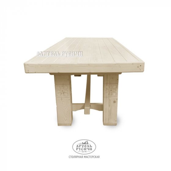 Винтажный белый стол под старину с резьбой «Суздальский»