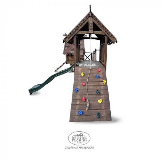 Избушка на курьих ножках - сказочная детская игровая площадка из массива дерева 