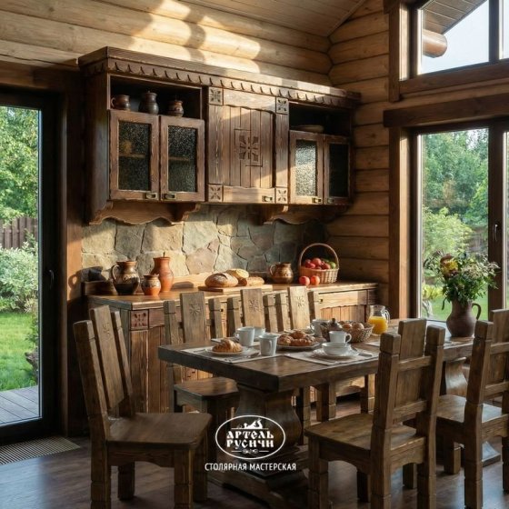 Кухня под старину из массива сосны | коллекция «Суздальская»