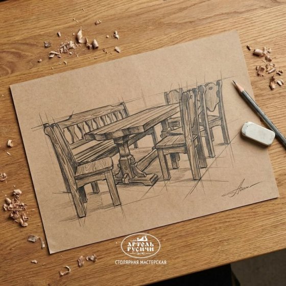 Мебель под старину русский лофт на 7-12 персон «Смоленская»