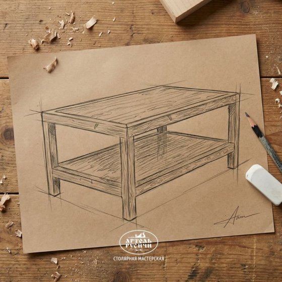 Журнальный столик из массива дерева для гостиной и бани