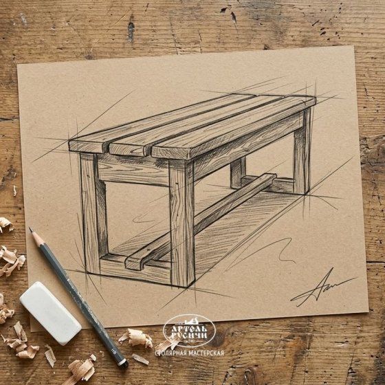 Лавка из массива натурального дерева «Лофт»