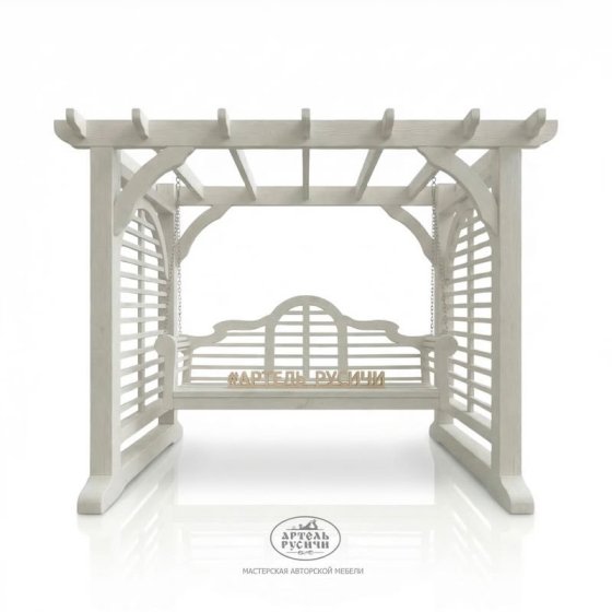 Качели из массива дерева с перголой «Английский сад»