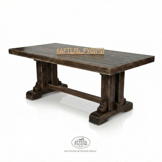 Уличный стол из массива сосны русский лофт на 7-16 персон Ладожский