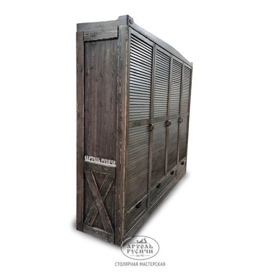 Платяной шкаф из массива дерева под старину «Loft»