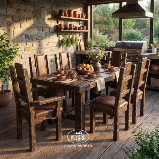 Кресло из массива северной сосны с мягкой обивкой «Суздальское»