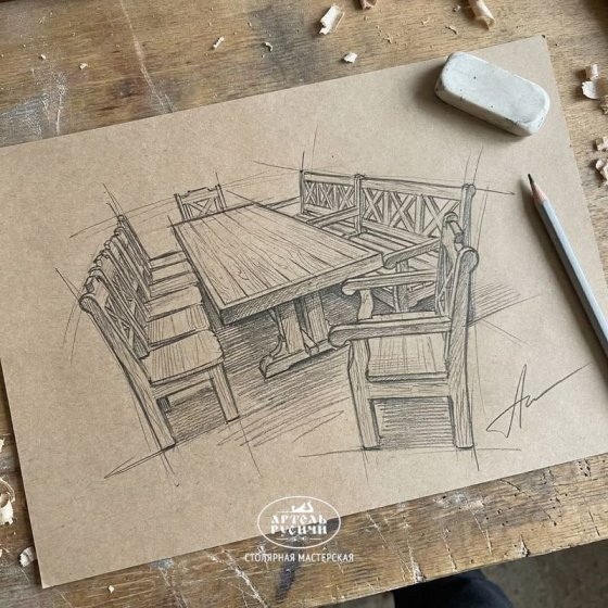 Комплект мебели «Прованс» из массива натурального дерева