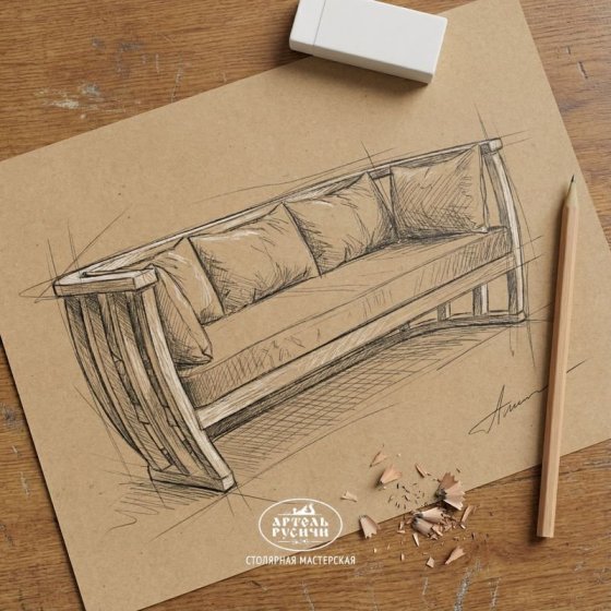 Диван из массива дерева с мягкими подушками «Бали-стайл»