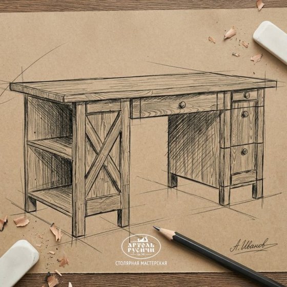 Письменный стол «Прованс» из массива северной сосны