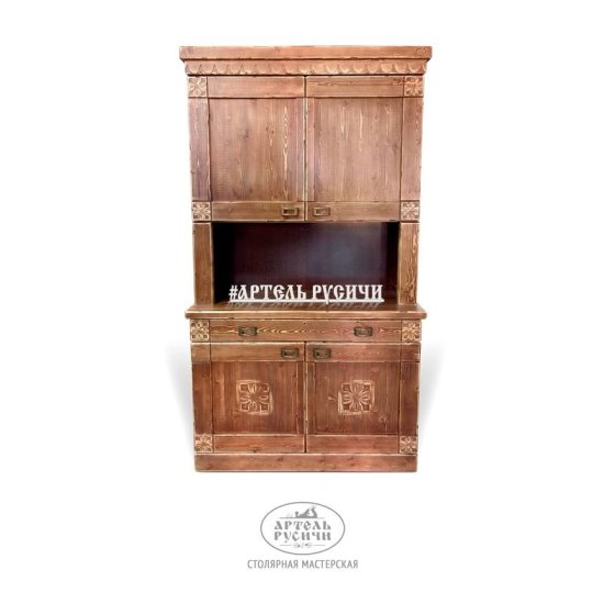 Деревянный буфет под старину в русском стиле «Суздальский»